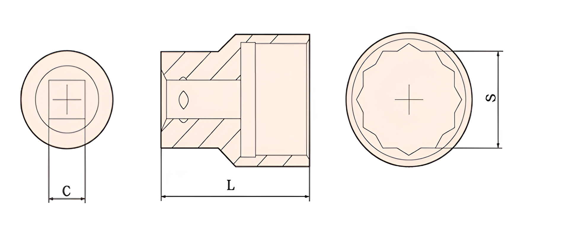 Головка ударная торцевая искробезопасная 6-гр. (1-1/2)110A-36 BeCu, HORTZ