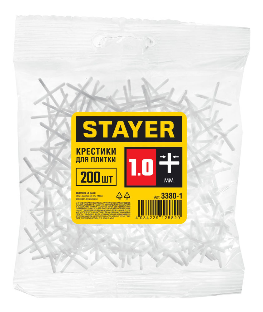 Крестики для плитки 1 мм, 200 шт STAYER 3380-1