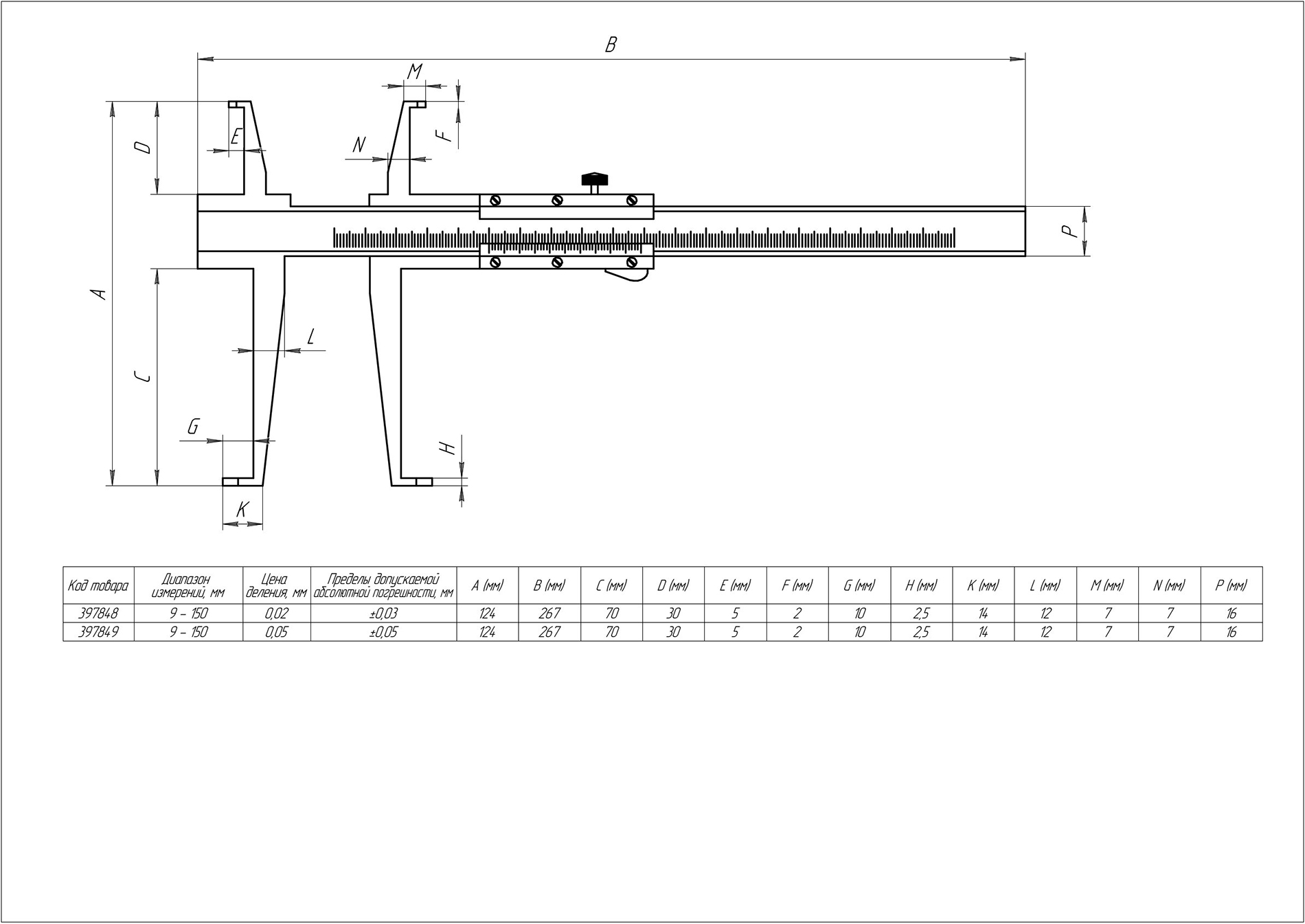 Штангенциркуль ШЦ 9-150 0,02 SHAN