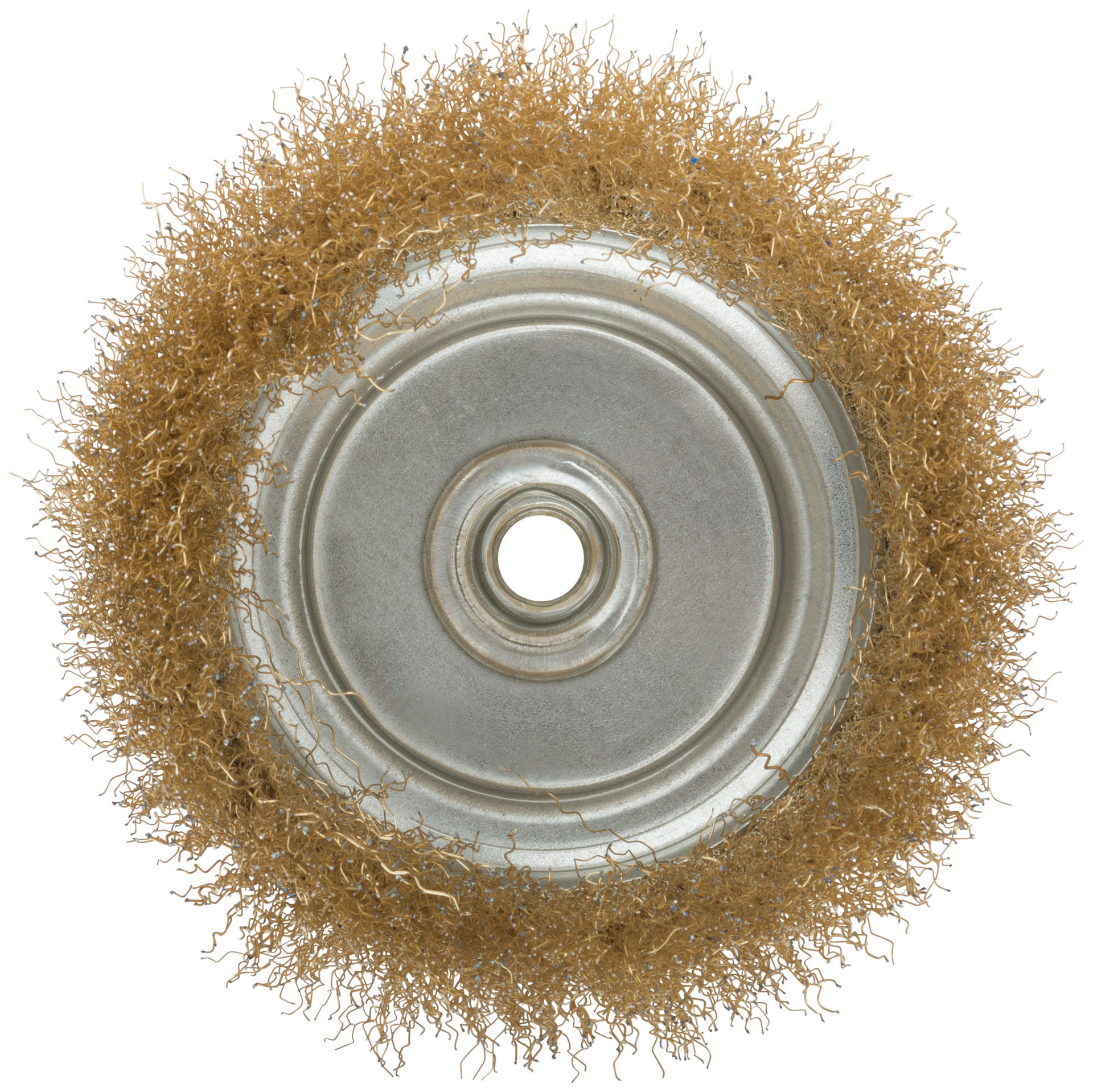 Корщетка, тип чашка, гайка М14, стальная латунированная волнистая проволока 150 мм (38945М)