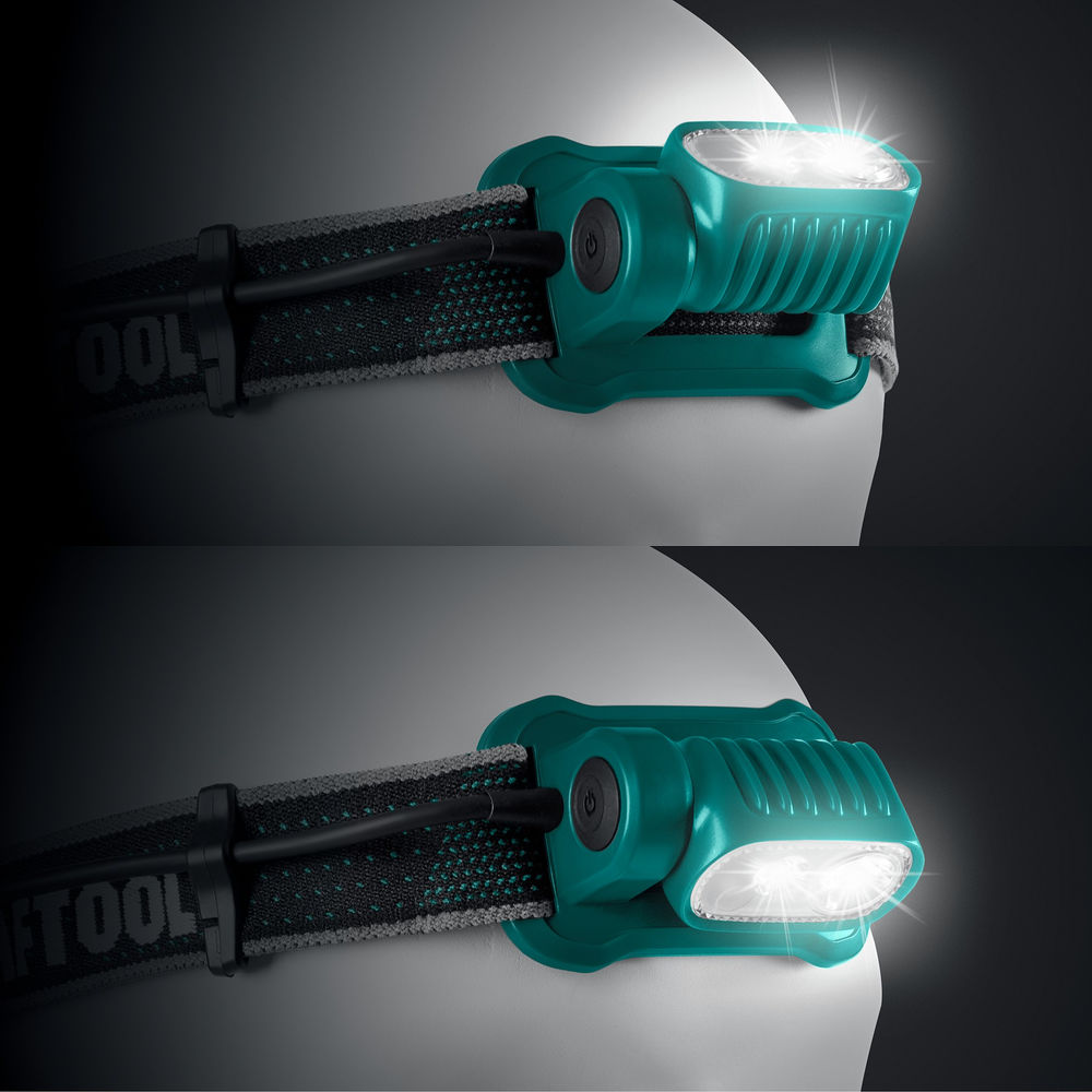 Фонарь налобный аккумуляторный 500 лм, 5 режимов, 1000мАч, 3ААА Hybrid power KH-10 KRAFTOOL 56452