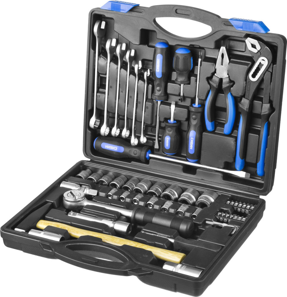 Универсальный набор инструмента 56 предм. 1/2+1/4 СИБИН 27765-H56