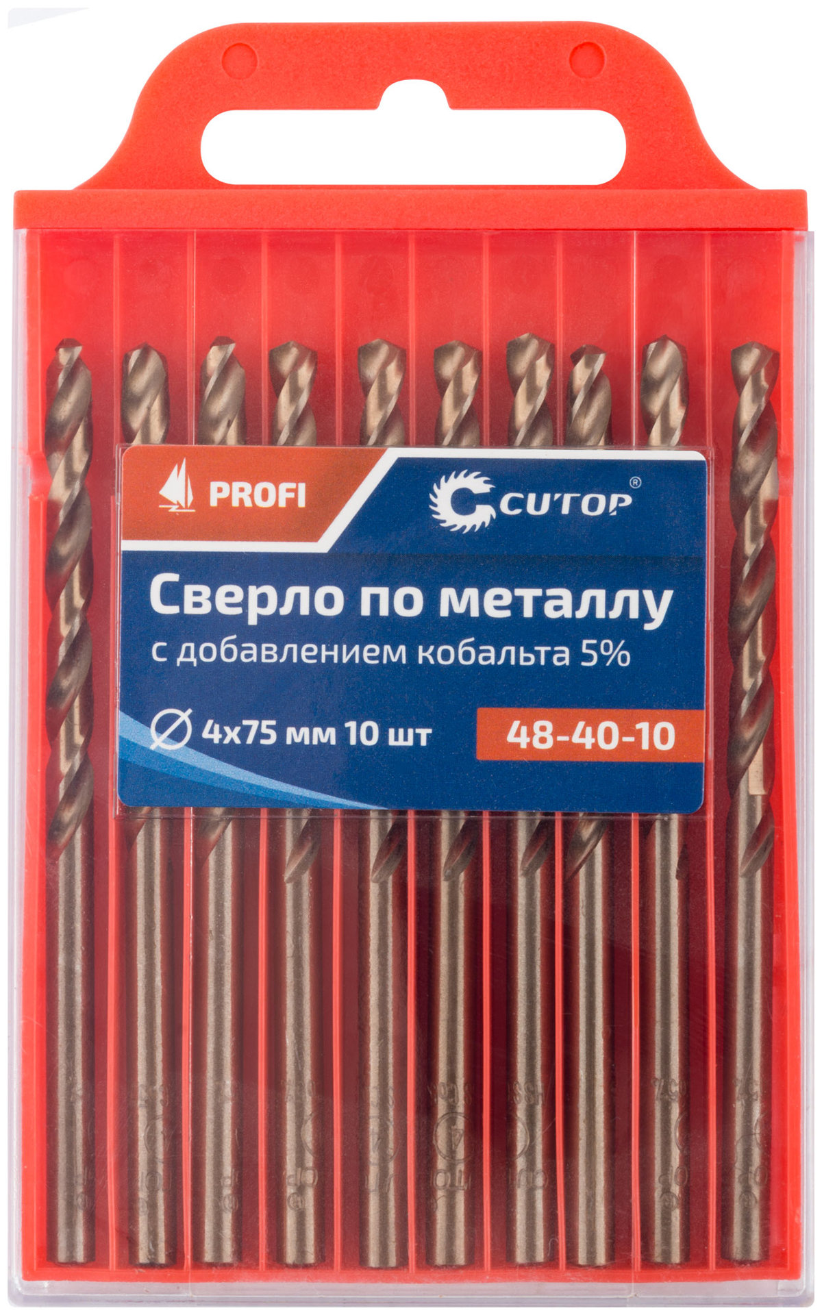 Сверло по металлу Cutop Profi с кобальтом 5%, 4 x 75 мм (10 шт) (48-40-10)