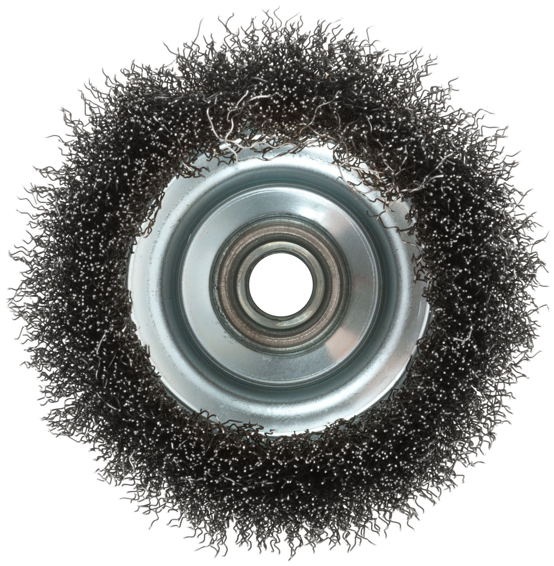 Корщетка-чашка, гайка М14, волнистая проволока, нержавеющая сталь 100 мм (38843)