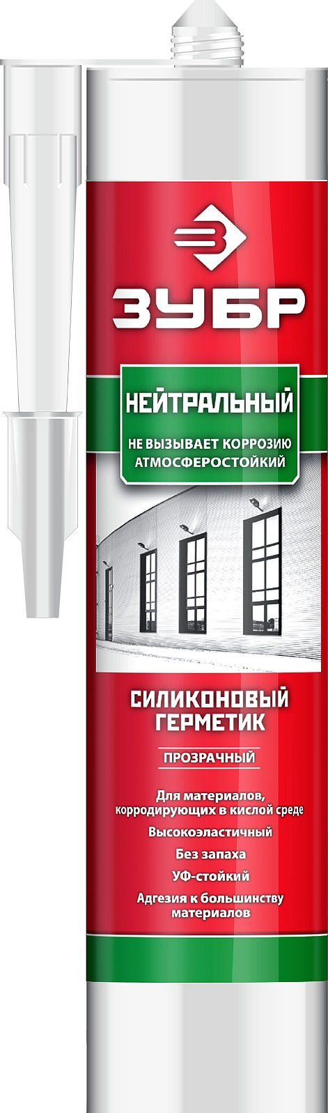 Герметик силиконовый нейтральный 280 мл, прозрачный ЗУБР 41237-2