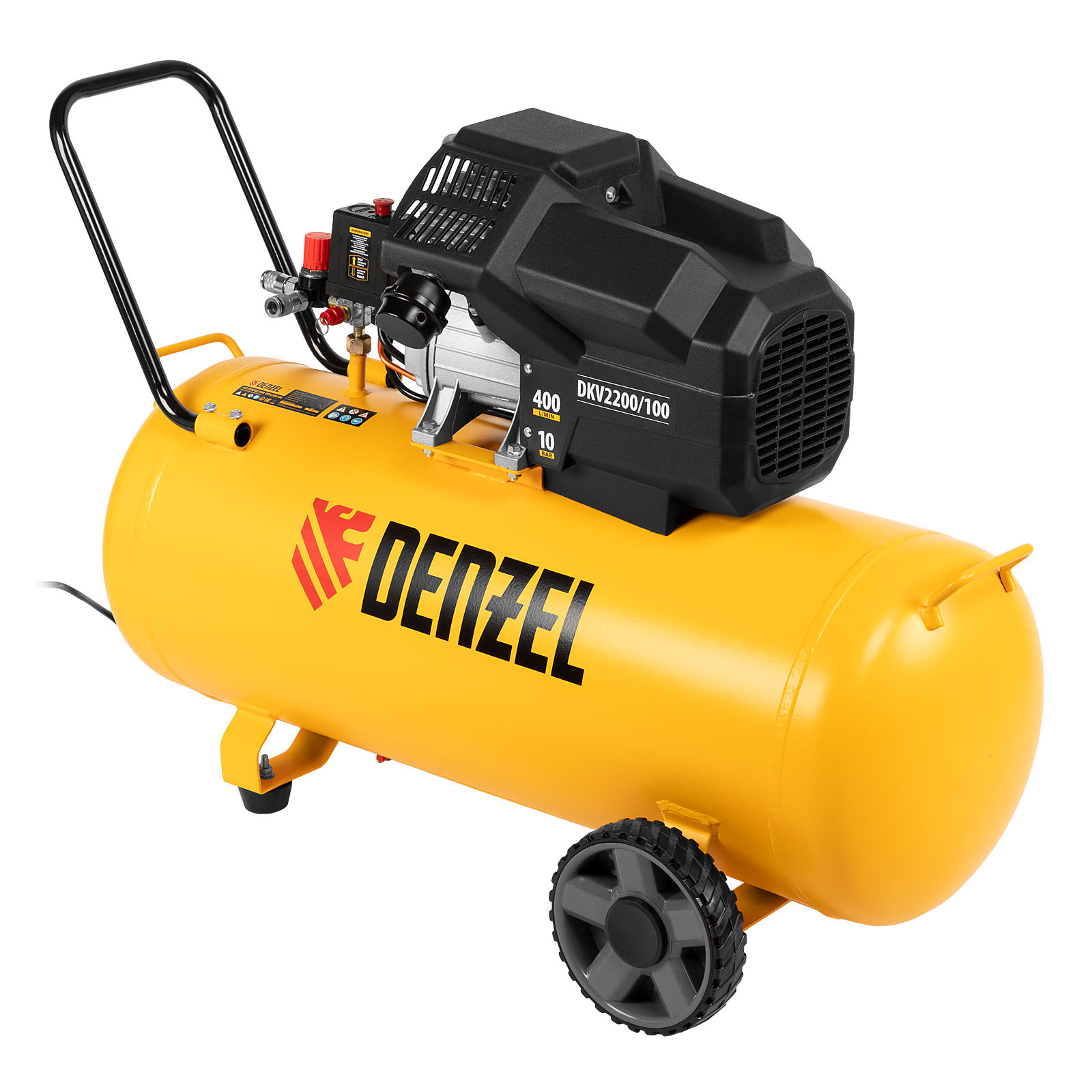 Компрессор воздушный DKV2200/100, Х-PRO 2.2 кВт, 400 л/мин, 100л Denzel (58079)