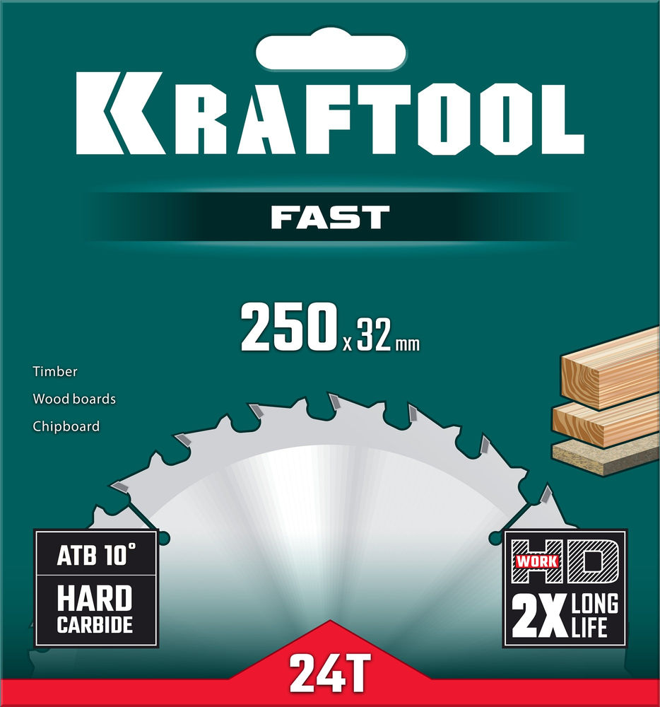 Пильный диск по дереву Fast, 250 х 32 мм, 24Т KRAFTOOL 36950-250-32
