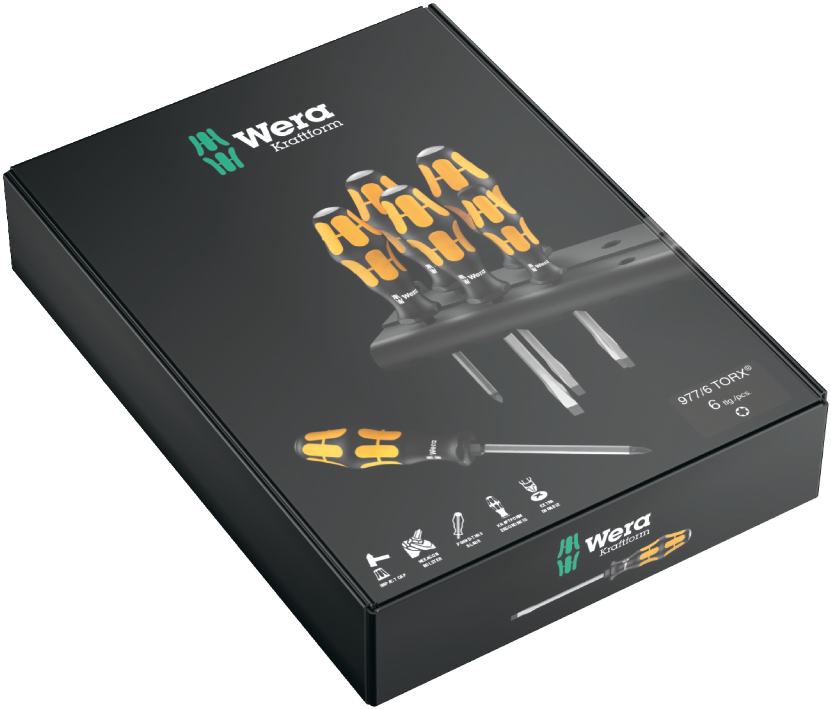Набор отвёрток силовых 6 пр. с подставкой TX 15-20-25-27-30-40 TORX серия 977/6 Wera WE-024410