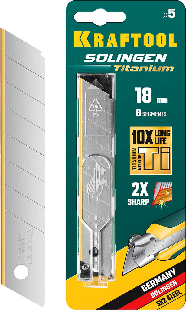 Сегментированные лезвия 18 мм, 5 шт, с TiN-покрытием KRAFTOOL 09605-TIN-18-S5_z02