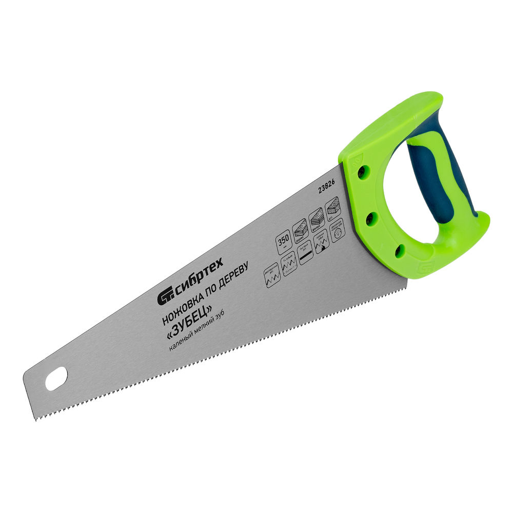 Ножовка по деревуЗубец для точных пильных работ, 350 мм, каленый зуб 2D, 14 TPI, двухкомпонентная рукоятка Сибртех