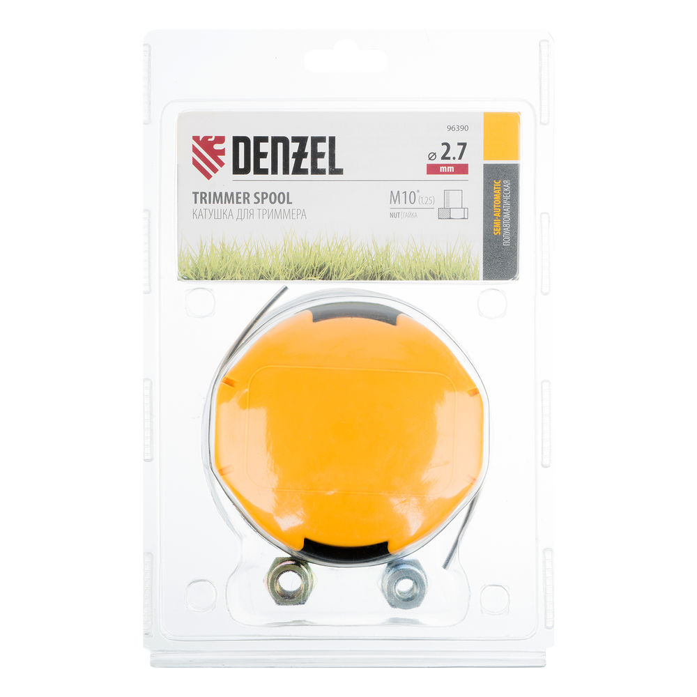 Катушка триммер. полуавтомат. легкая заправка гайка М10 М10 М8, лев. шаг 1,0 1,25мм Denzel (96390)
