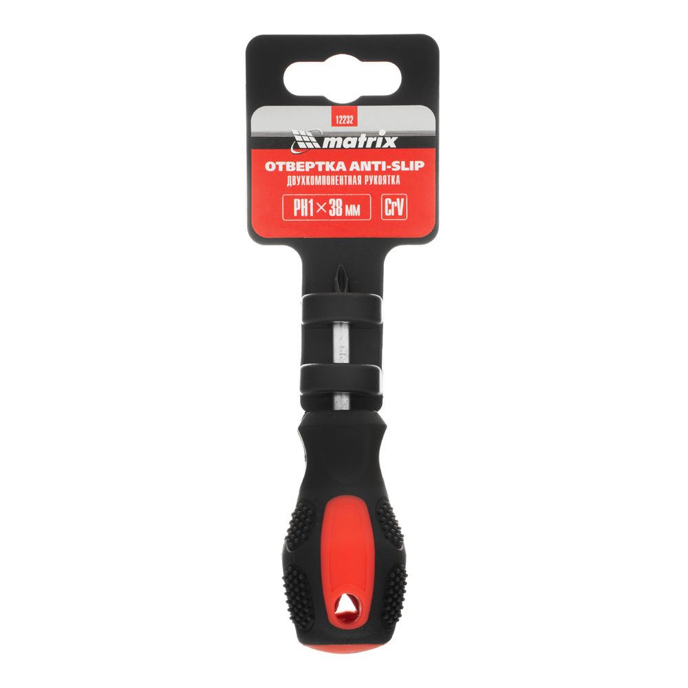Отвертка Anti-Slip, PH1 х 38 мм, CrV, двухкомпонентная рукоятка Matrix