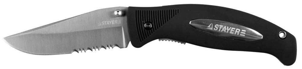 Нож складной 80 мм, серрейторная заточка, пластиковая рукоятка Professional STAYER 47623