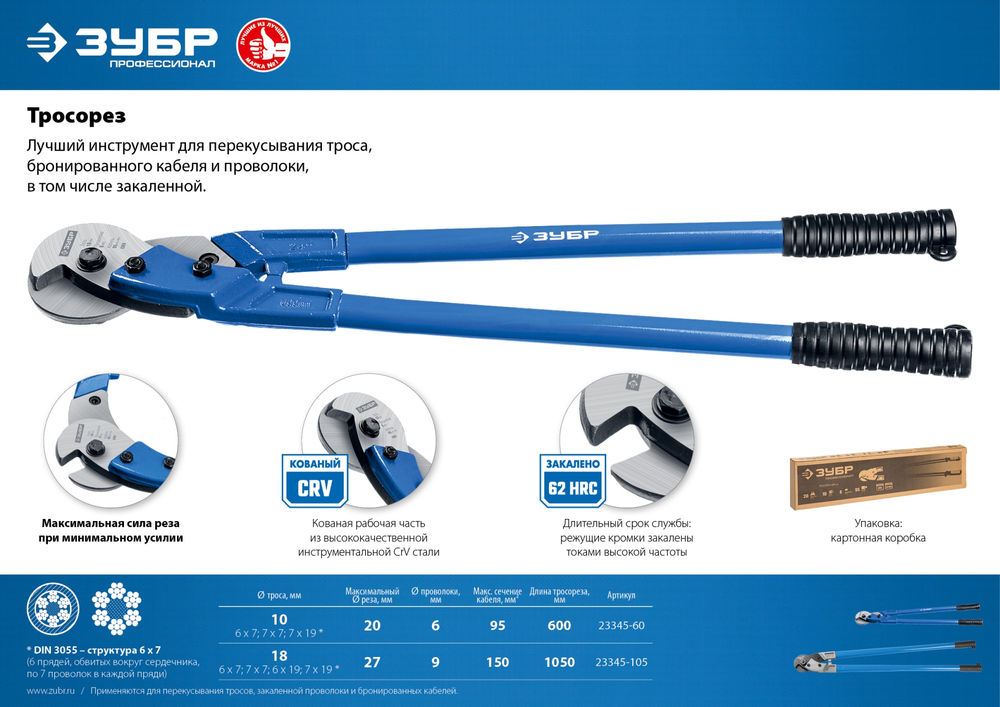 Тросорез 1050 мм ЗУБР Профессионал 23345-105