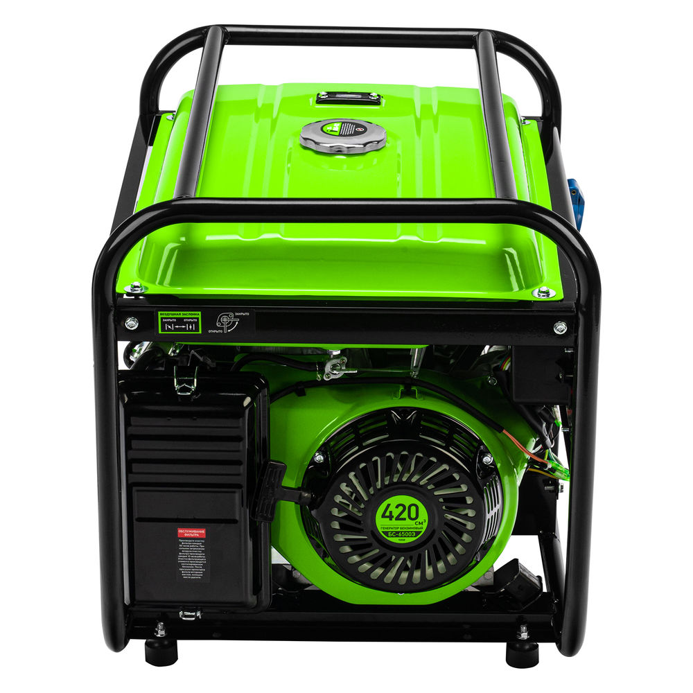 Генератор бензиновый БС-6500Э, 5.5 кВт, 230В, четырехтактный, 25 л, электростартер Сибртех (94548)