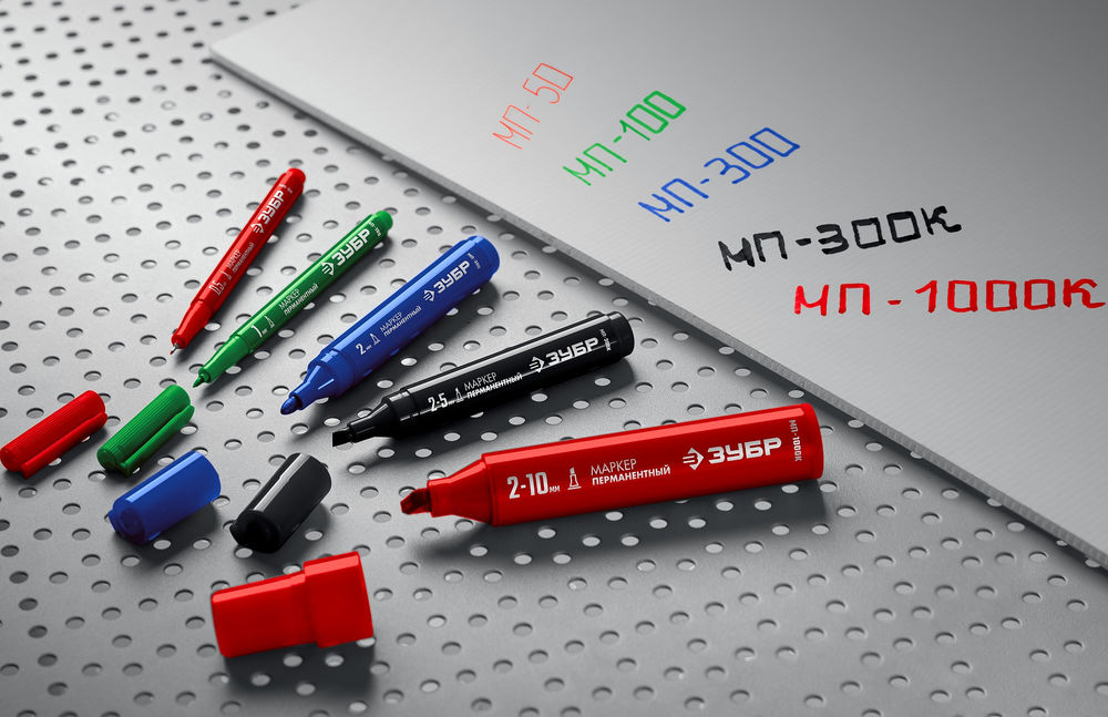 Перманентный маркер МП-100 красный, 1 мм ЗУБР 06320-3