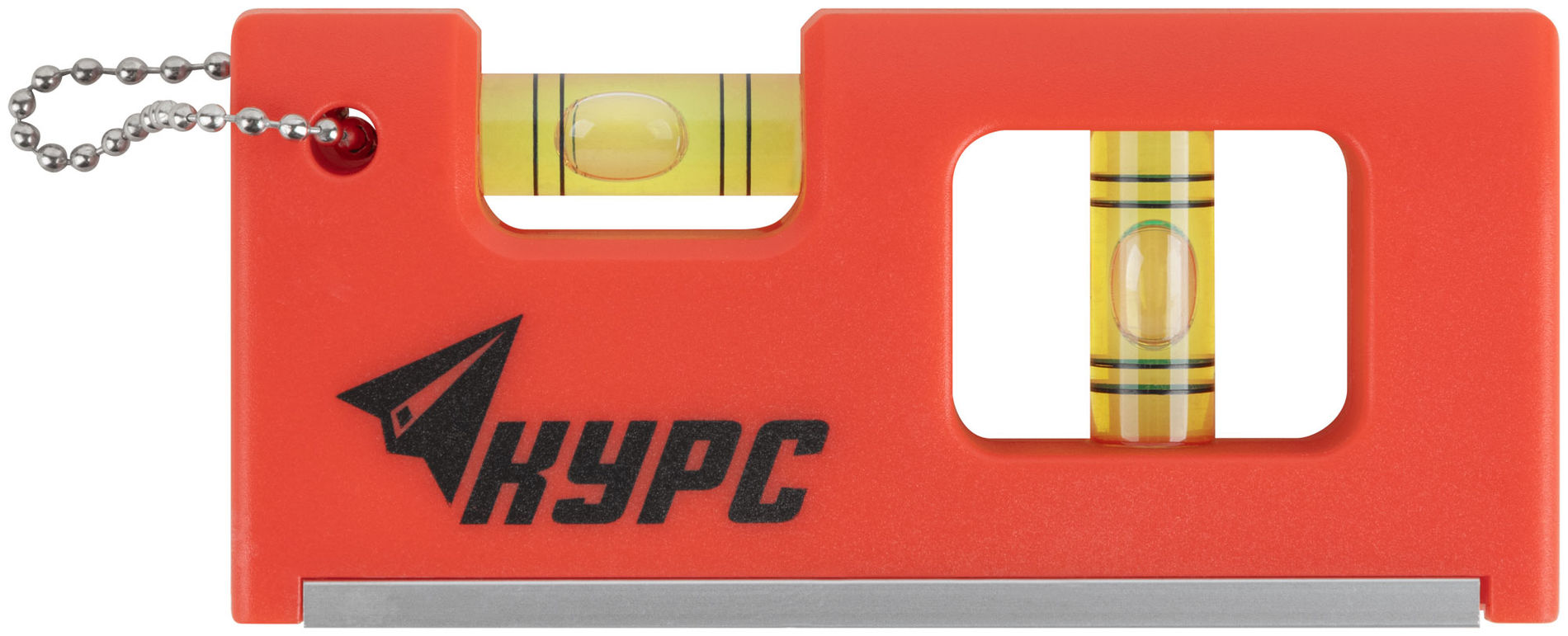 Уровень-брелок пластиковый, 2 глазка 100 мм (17831)