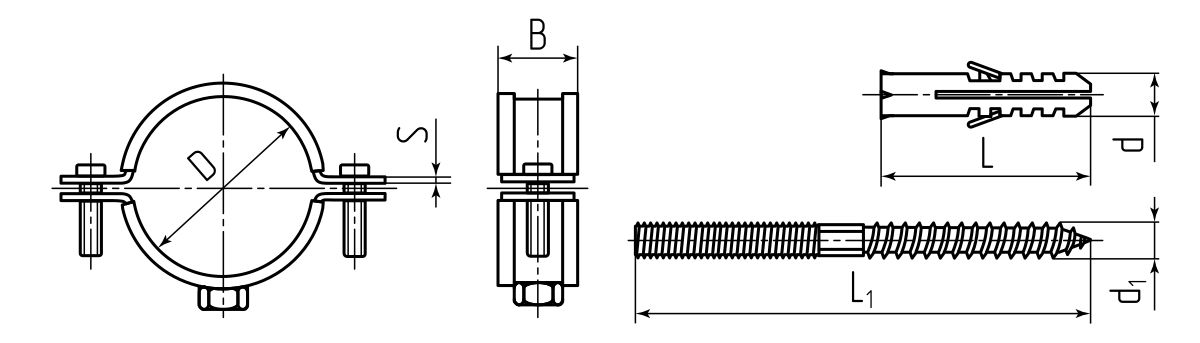 Хомут трубный ТХК 4 комплект (Fortisflex) (59908)