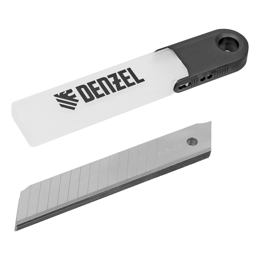 Лезвия, 18 мм, сталь SK5 - 0,5 мм, многосегментные, 10 штук Denzel (79304)