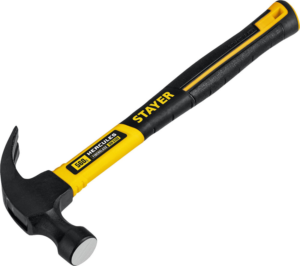 Молоток-гвоздодёр столярный Hercules, 560 г, с фиберглассовой рукояткой STAYER Professional 2026-560_z02