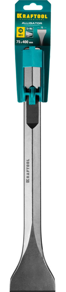 Лопаточное зубило ALLIGATOR, 75 x 400 мм, HEX 28 KRAFTOOL 29341-75-400