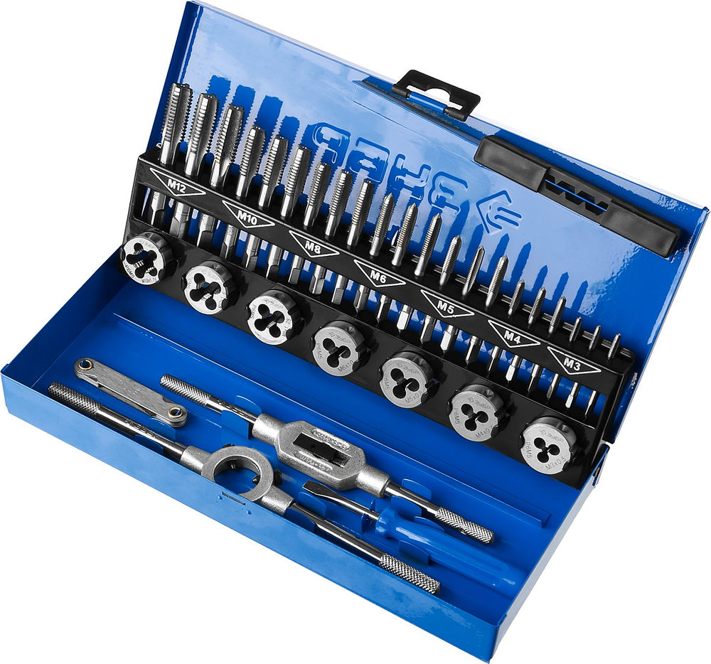 Набор метчиков и плашек 32 предмета сталь Р6М5 Профессионал ЗУБР 28110-H32