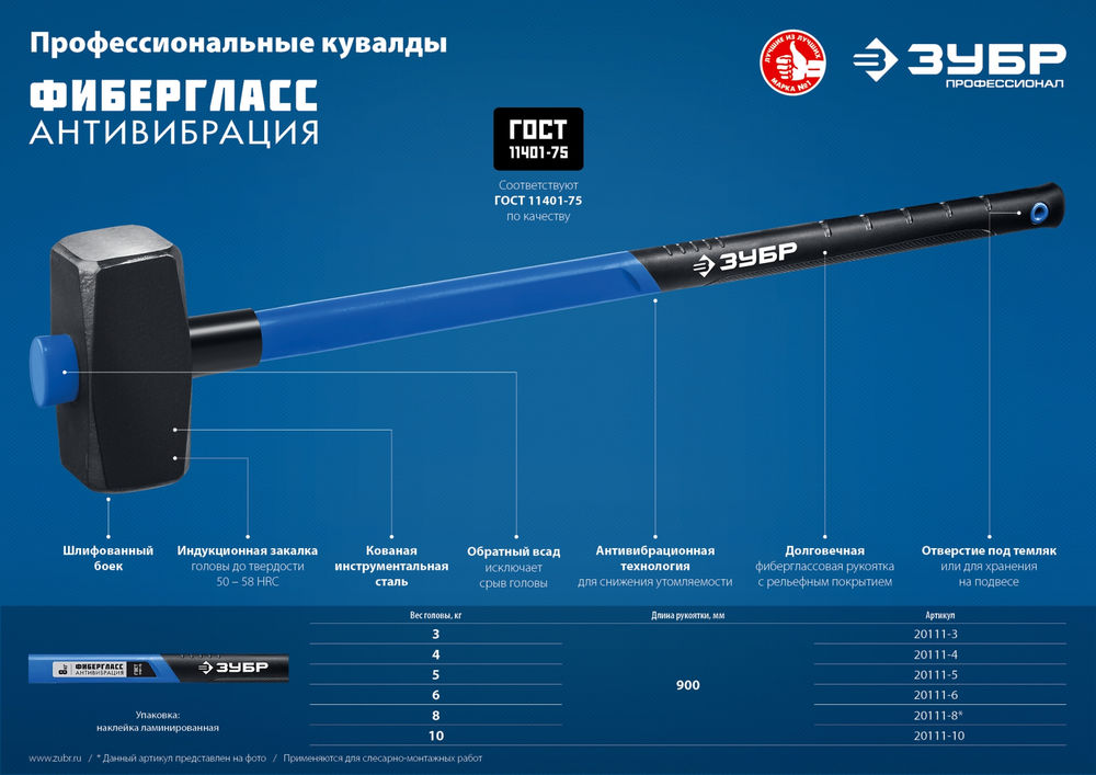 Кувалда 8 кг 900 мм Профессионал ЗУБР 20111-8