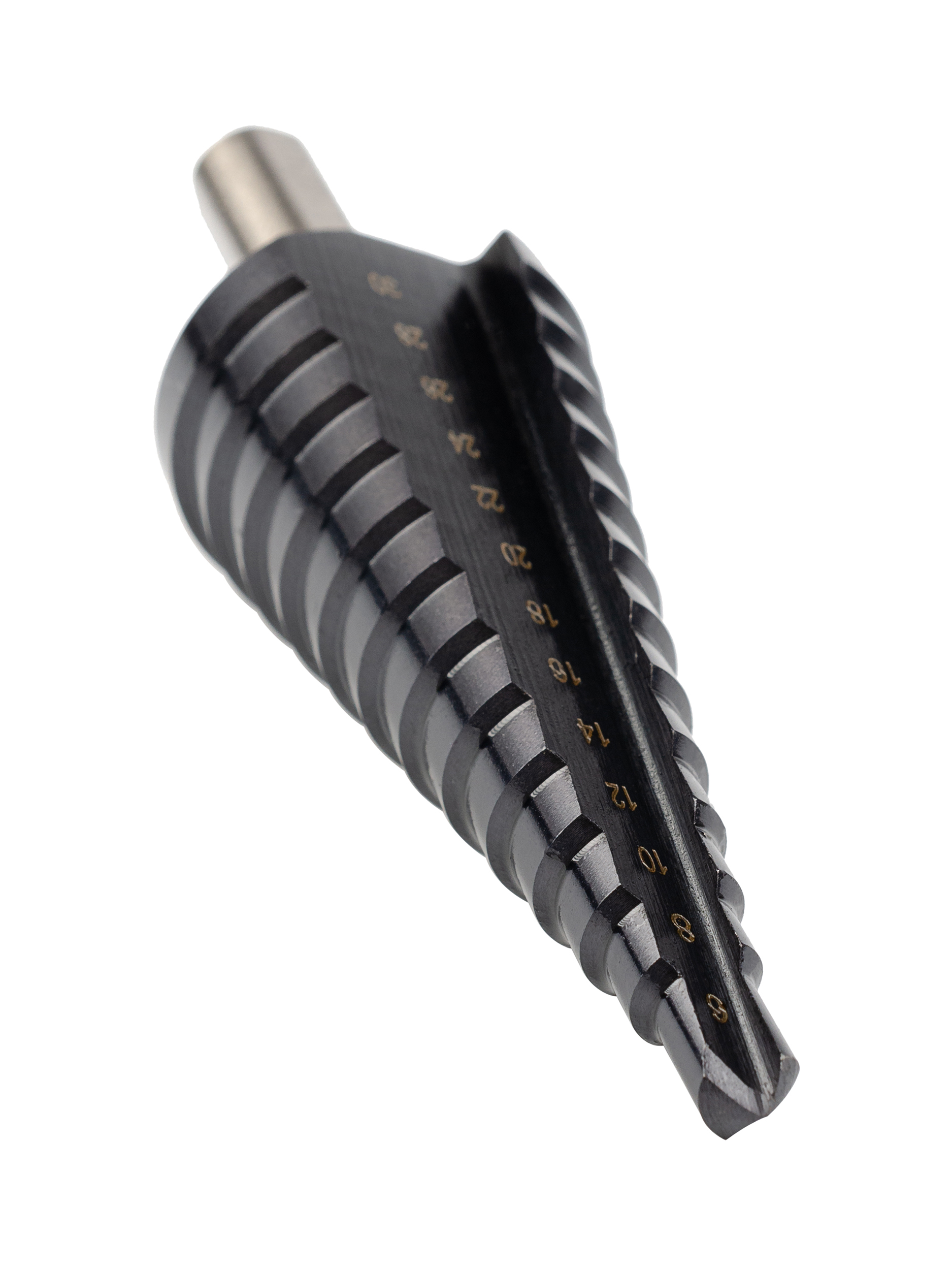 Сверло ступенчатое, HSS TiAlN, Gr.3, O6-30 мм, прямая канавка, трёхплоскостной хвостовик (ZA-50068)