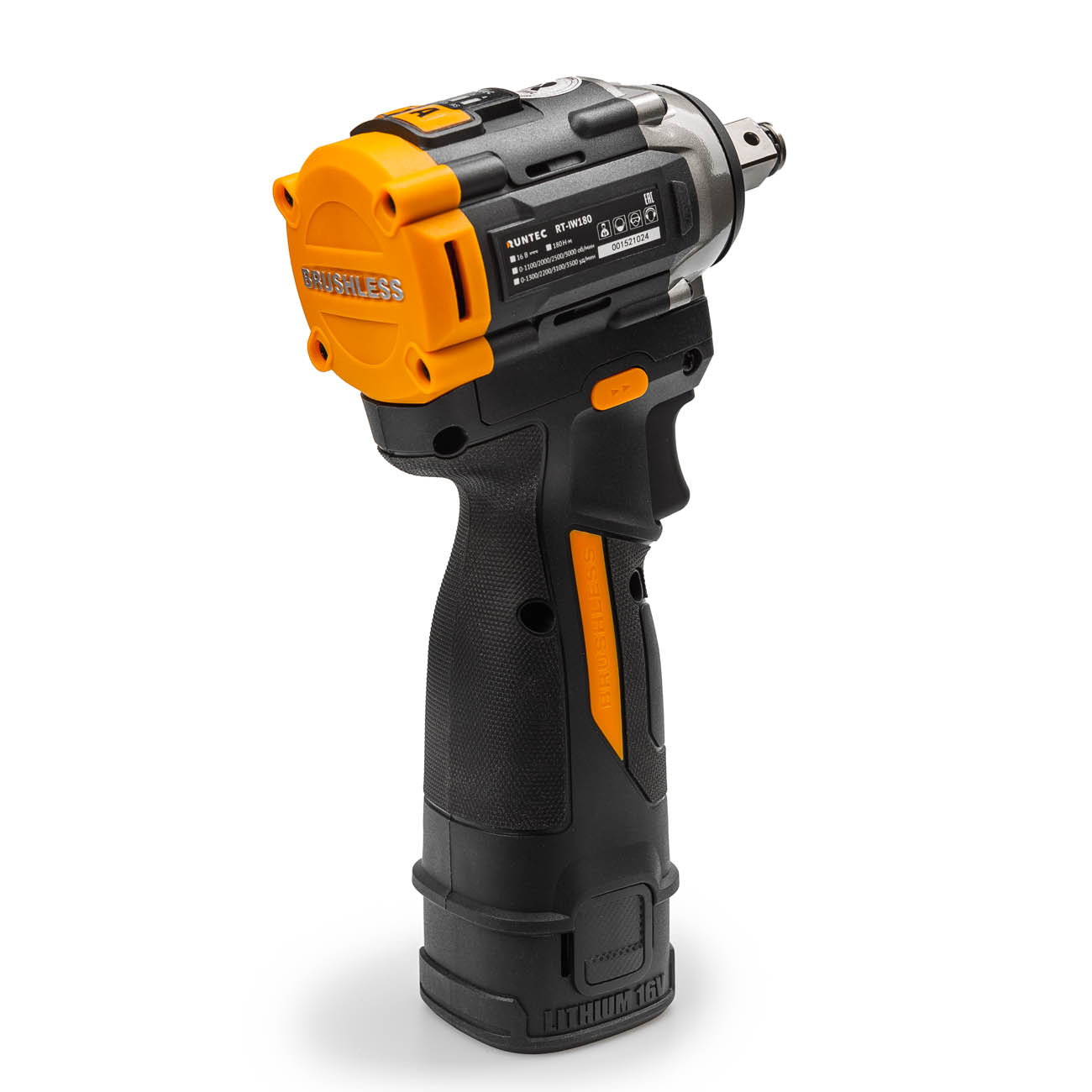 Гайковерт ударный аккумуляторный PRO 1/2, 16В, 2*2Ач, 180Нм RUNTEC RT-IW180