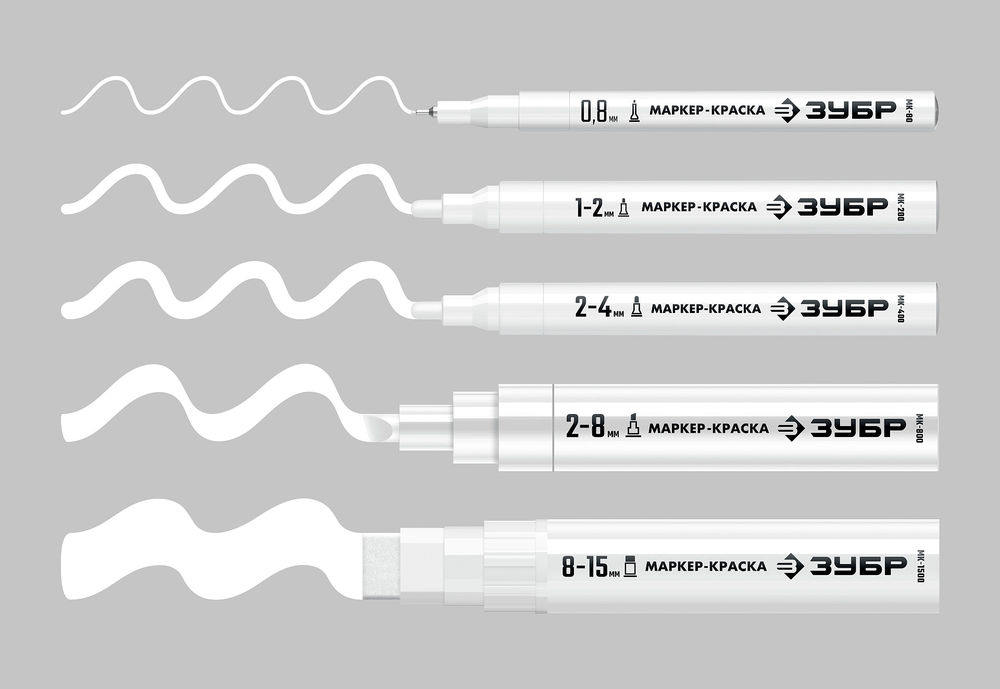 Маркер-краска МК-1500 белый, 8-15 мм ЗУБР 06329-8