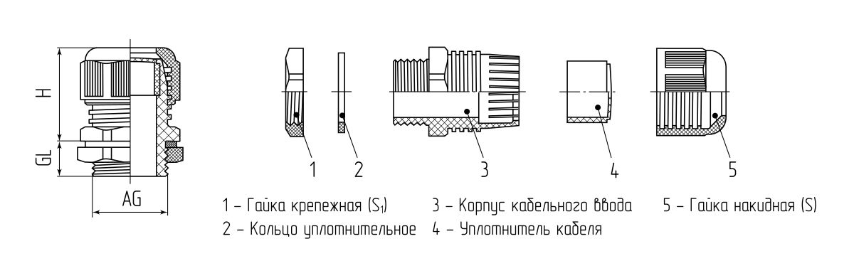 Ввод кабельный пластиковый PG 11 (5-10 мм)(черн) (Fortisflex) (88641)