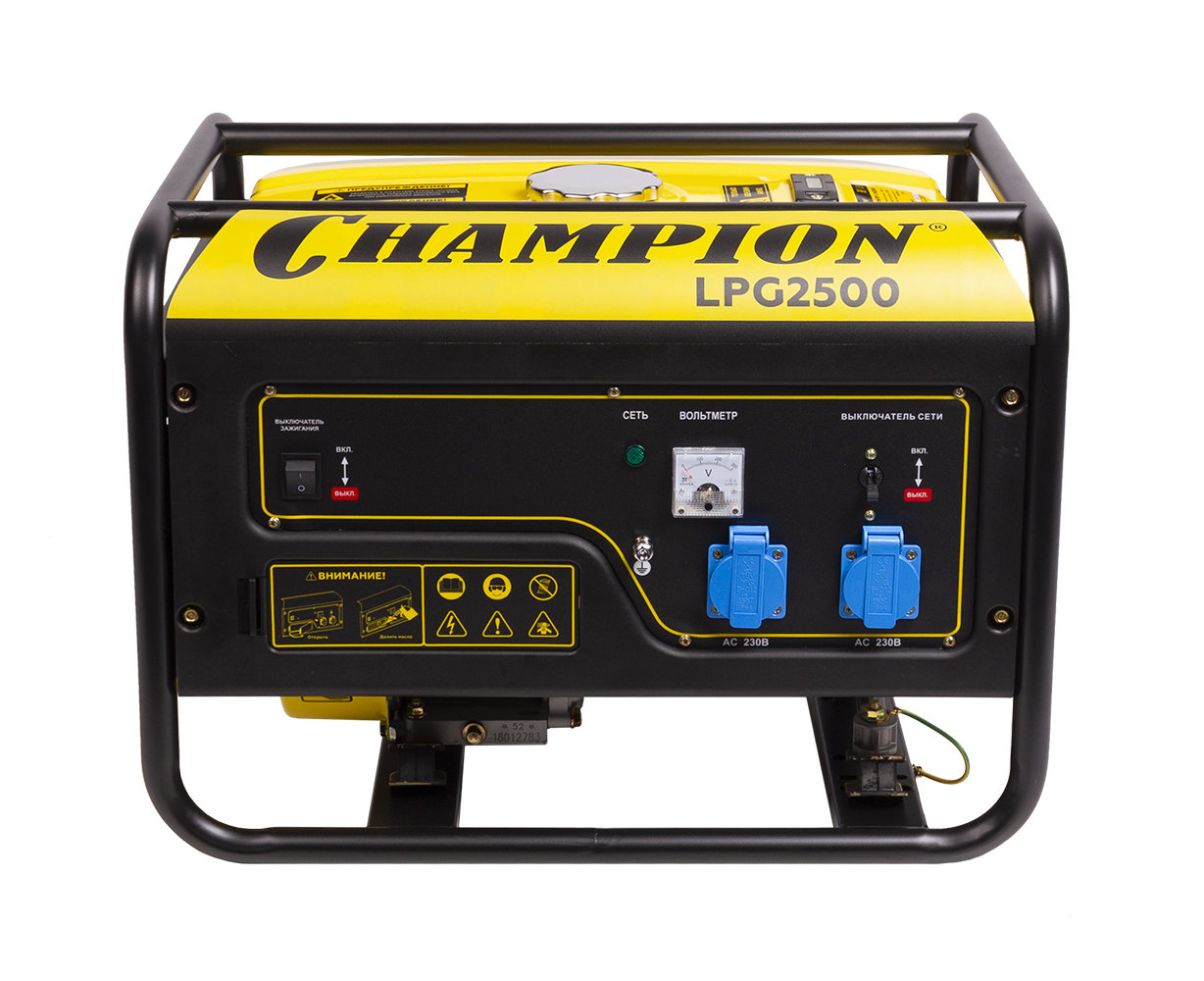 Генератор CHAMPION LPG2500 (бензин+газ 2/2,3кВт 15л 12В 41,5кг) (LPG2500)