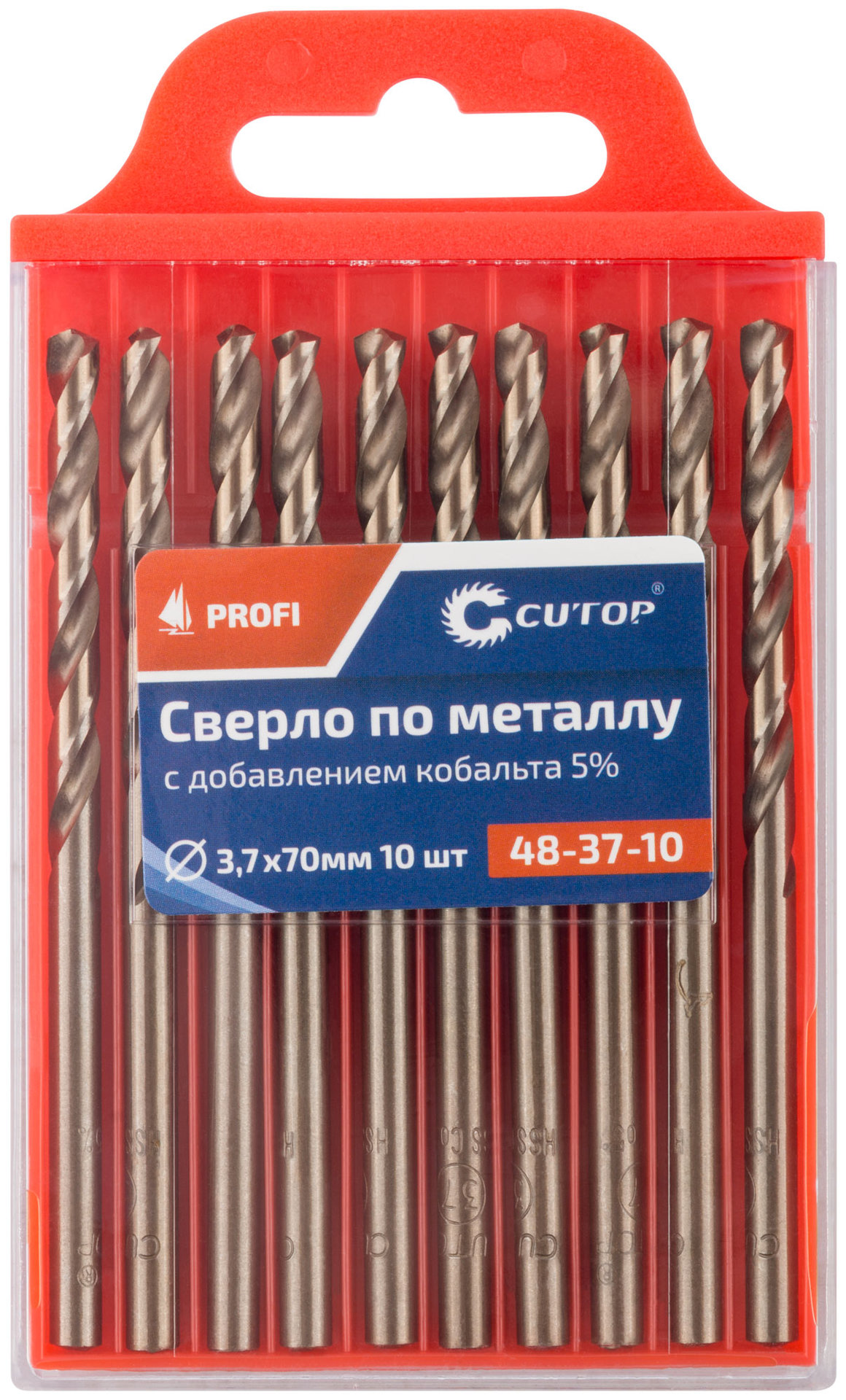 Сверло по металлу Cutop Profi с кобальтом 5%, 3,7 x 70 мм (10 шт) (48-37-10)