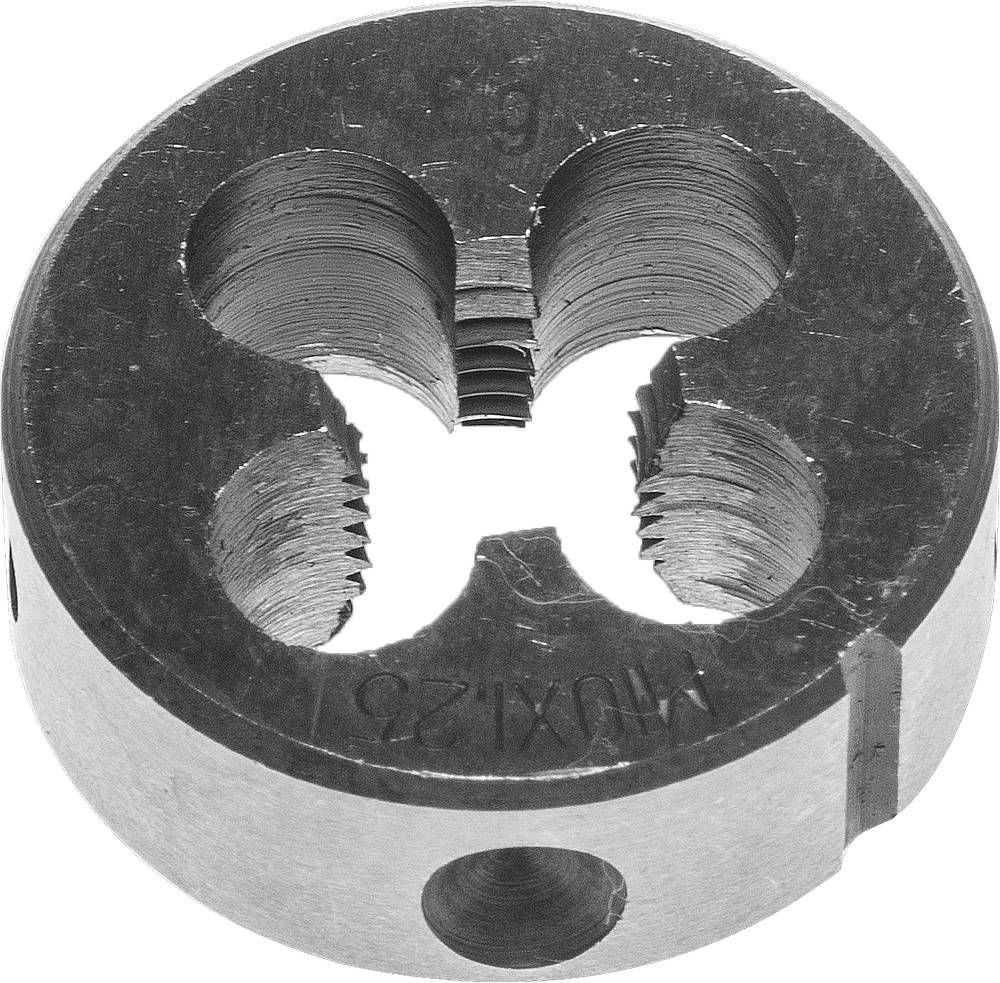Плашка круглая ручная ЗУБР М10 x 1.25 мм сталь 9ХС 4-28022-10-1.25