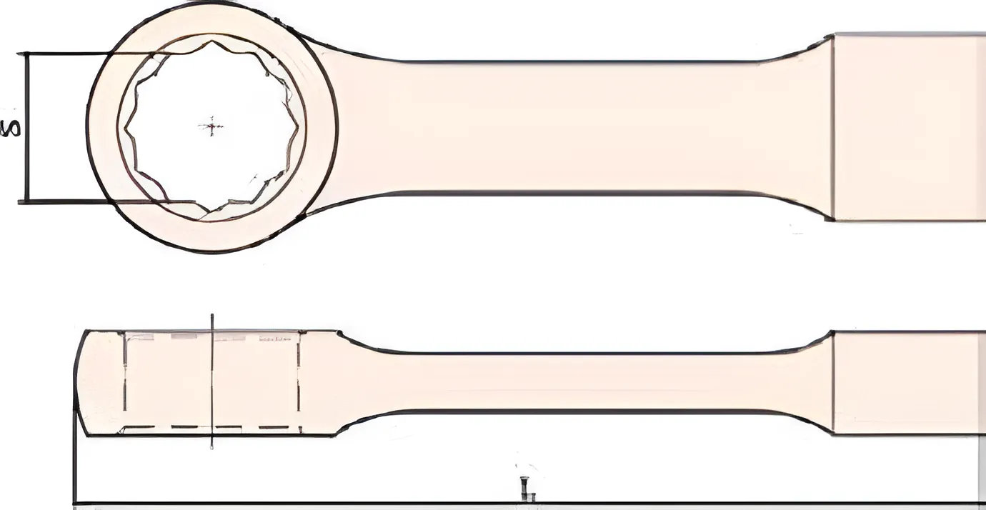 Ключ гаечный накидной ударный 55 искробезопасный сплав BeCu 162-55, HORTZ