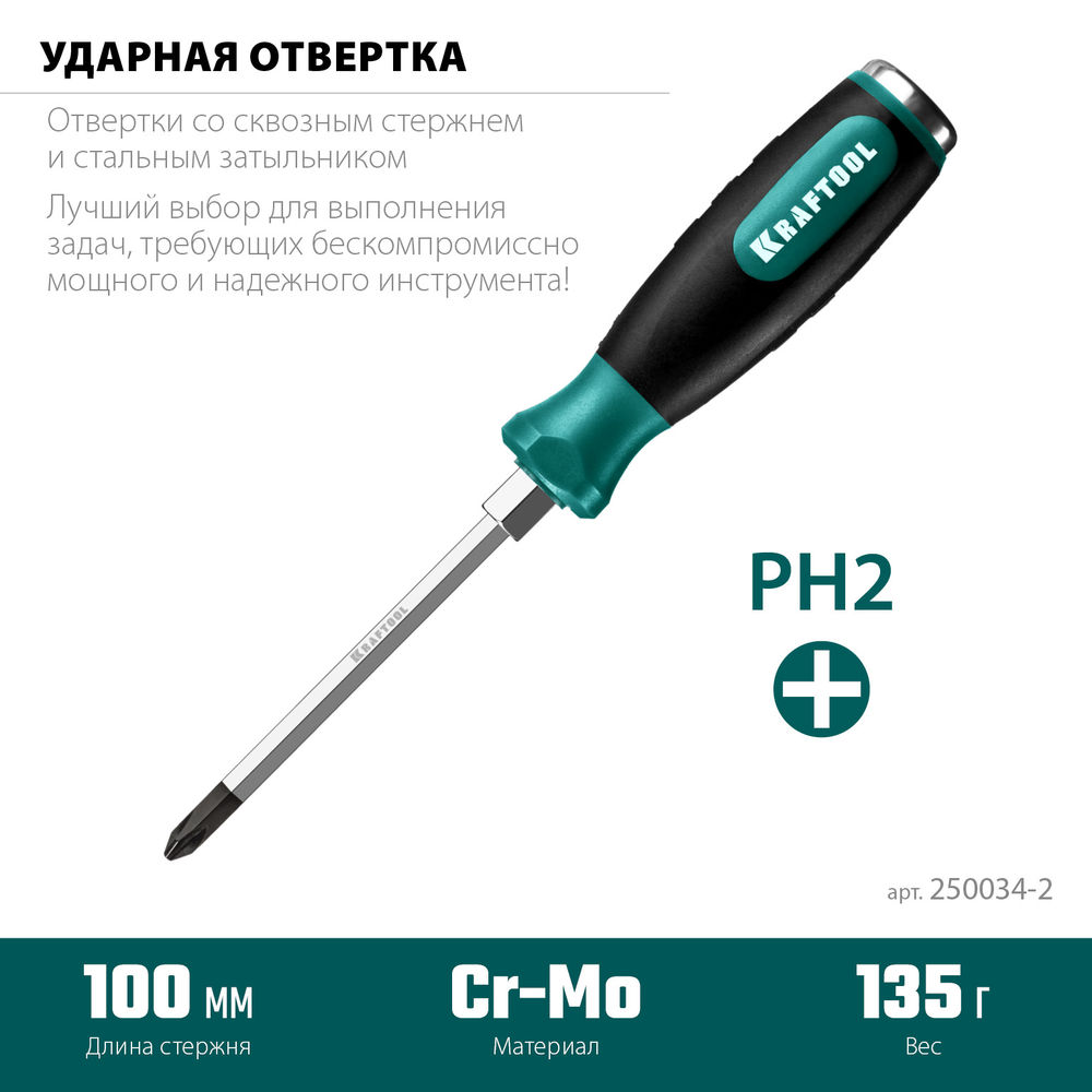 Отвертка ударная PH2 Impact KRAFTOOL 250034-2
