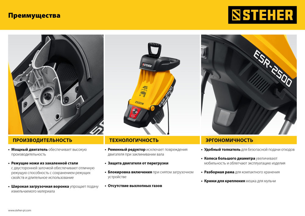 Измельчитель садовый электрический 2500 Вт STEHER ESR-2500