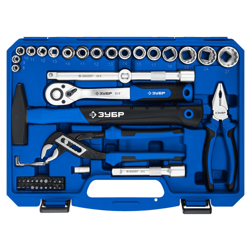 ЗУБР Универсал-63, 63 предм., (1/2+ 1/4), универсальный набор инструмента, Профессионал (27670-H58_z01)