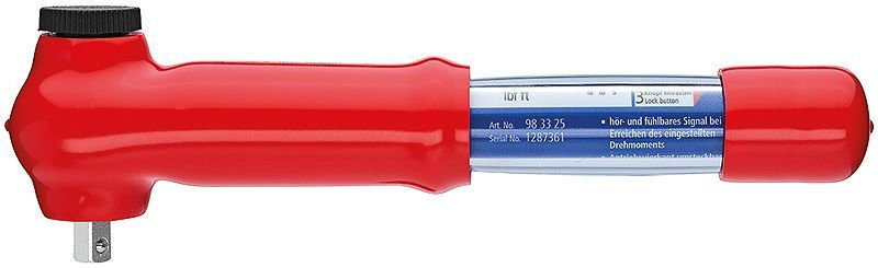 Ключ динамометрический VDE, DR 3/8, 5 - 25 Н·м, L-290 мм, диэлектр. Drehmomentschluessel isoliert, 3/8