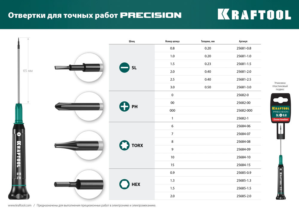 Отвертка для точных работ Precision TX6 KRAFTOOL 25684-06
