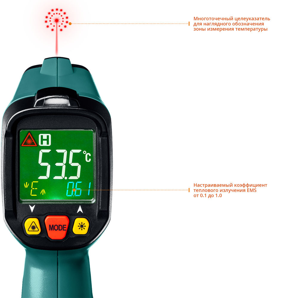 Пирометр инфракрасный TRM-550, –50° +550°С KRAFTOOL 45705-550