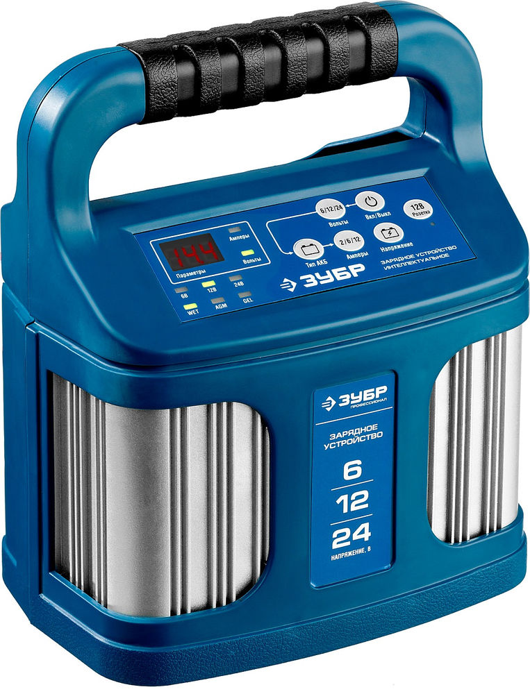 Зарядное устройство 6/12/24 В 2-12 А розетка 12 В интеллектуальное для аккумуляторов Профессионал ЗУБР ЗУ-240 59305