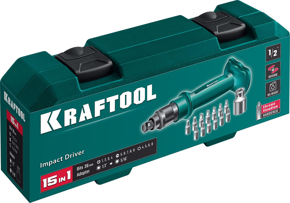 Отвертка ударно-поворотная 15 предм. ID-15 KRAFTOOL 25550-Н10