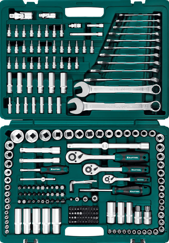 Набор инструмента универсальный 216 предм., (1/2+3/8+1/4) X Drive KRAFTOOL 27888-H216