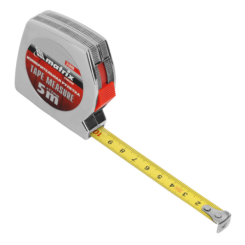 Рулетка Chrom,5 м x 13 мм,хромированный корпус Matrix