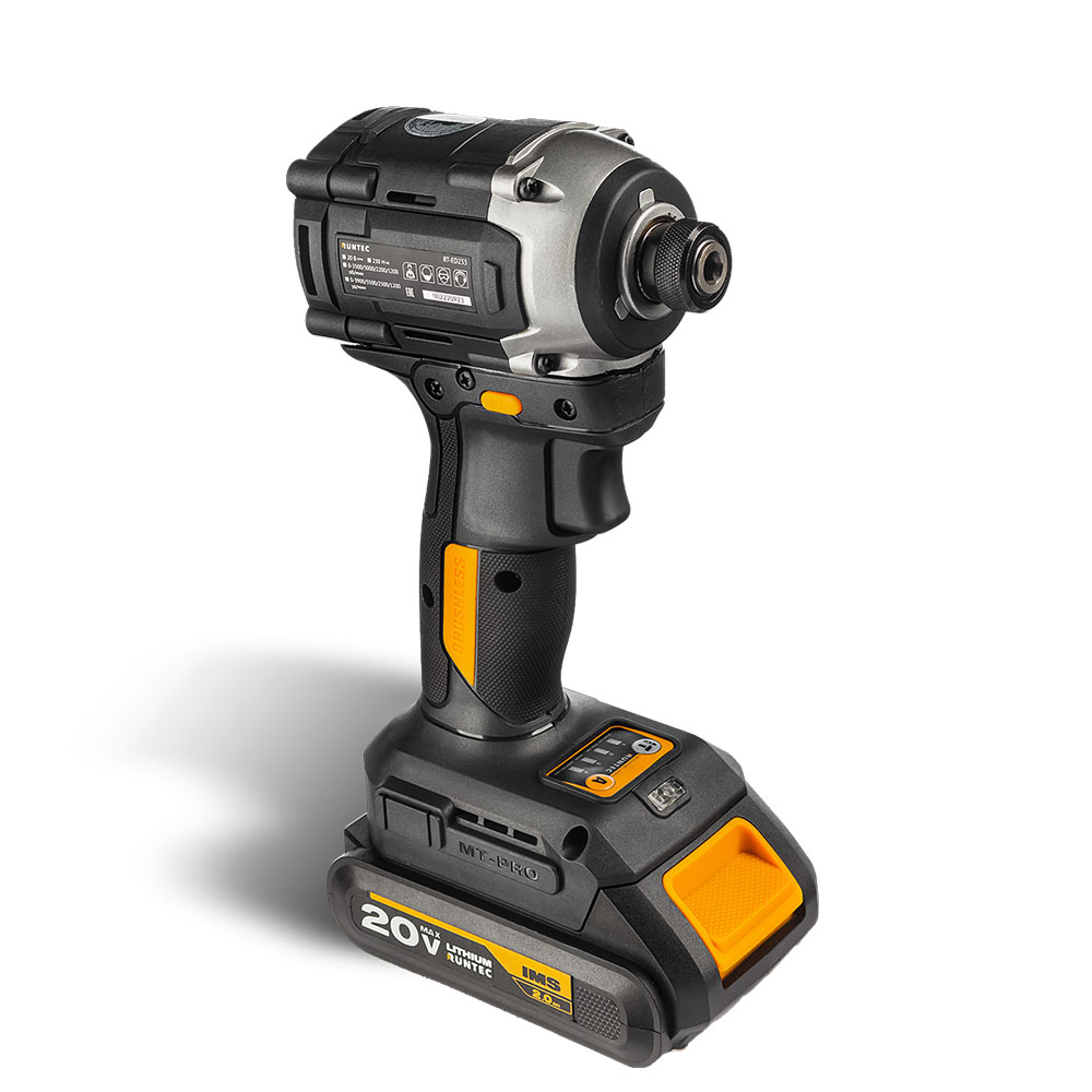 Винтоверт ударный аккумуляторный PRO 1/4, 20В, 2*2Ач, 230Нм RUNTEC RT-ED233