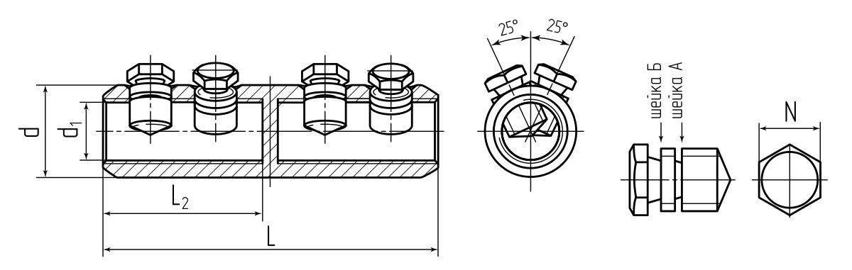 Соединитель болтовой 4СБЕ-35-70/120 (КВТ) (65825)