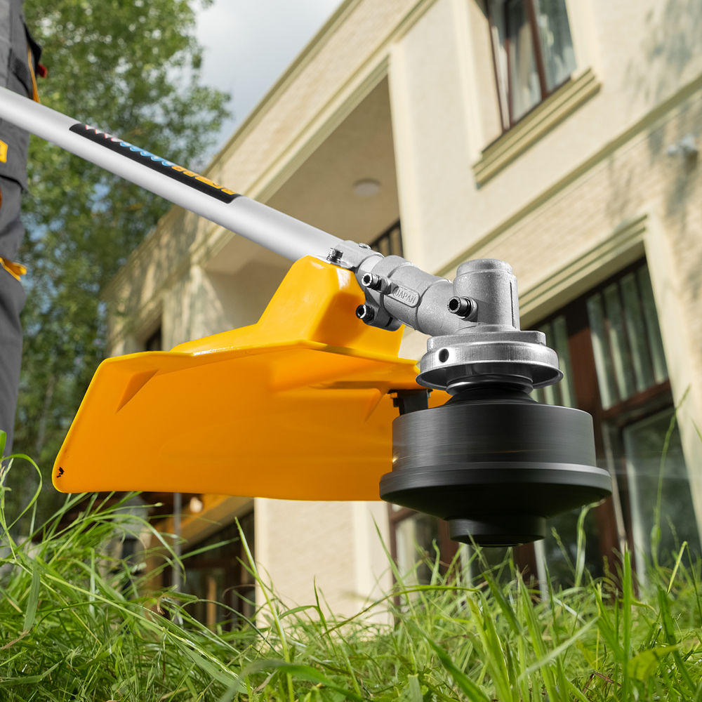 Триммер электрический TE-1200, 1200 Вт, 380 мм, катушка + диск, разборная штанга Denzel (96611)