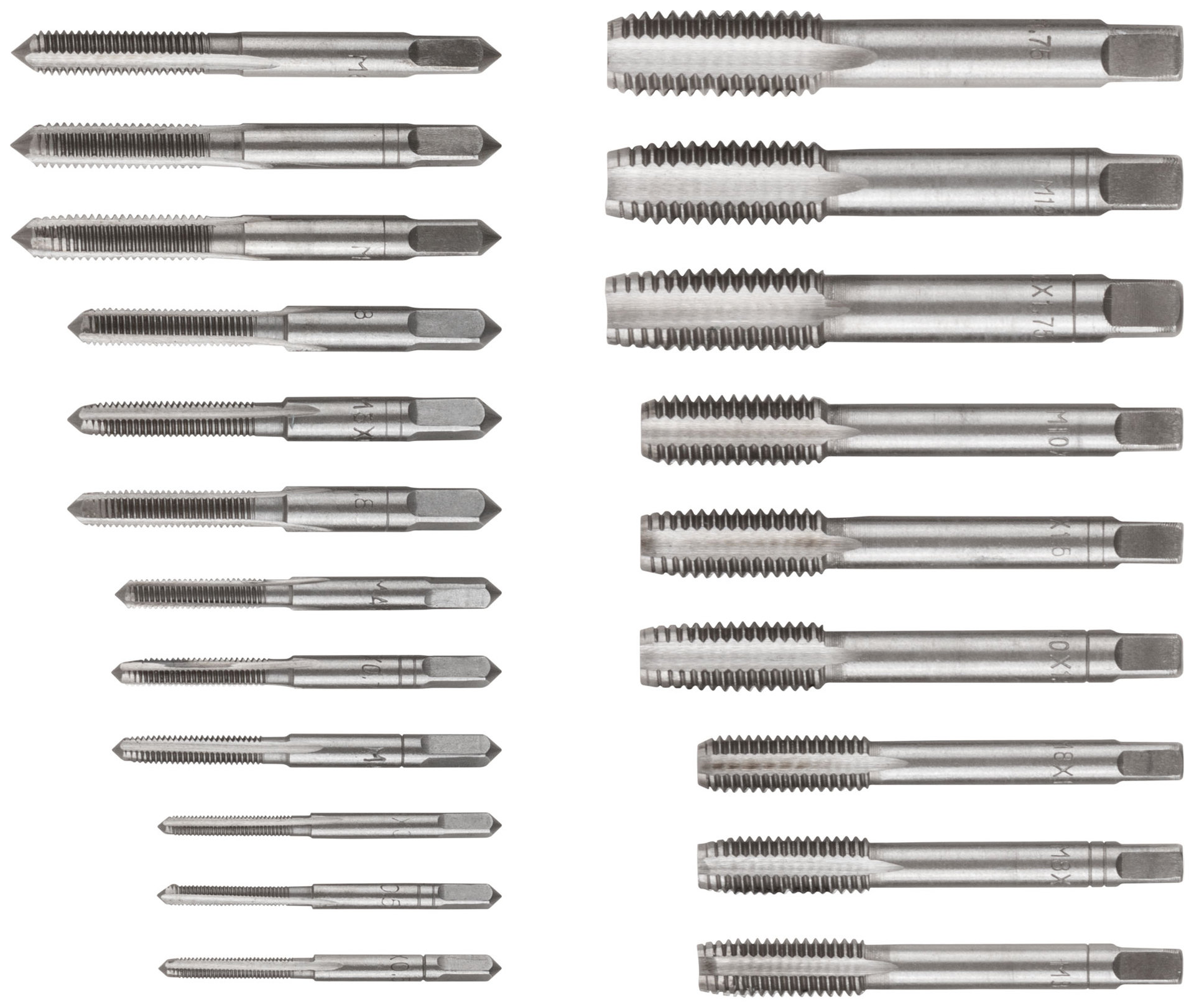 Метчики, легированная сталь Профи 21 шт. М3-М12, металлический кейс