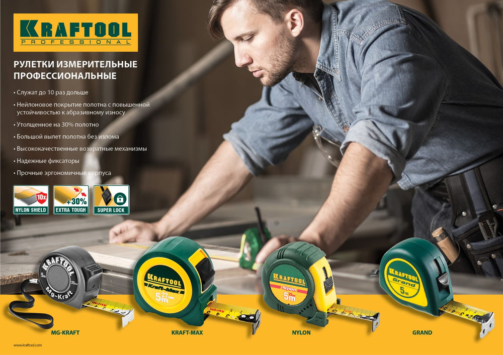 Рулетка 5 м х 19 мм Grand KRAFTOOL 34022-05-19